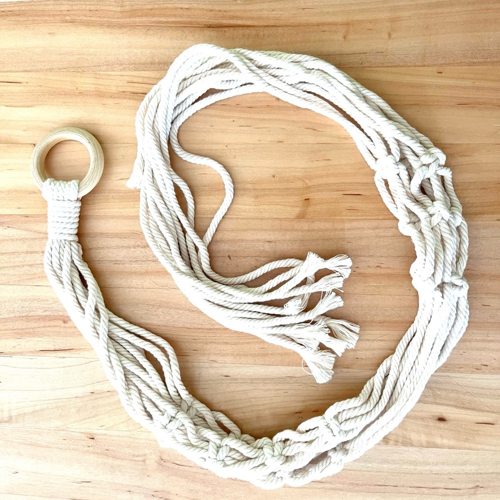 Macrame Cream Plant Hanger, Sz 36”
